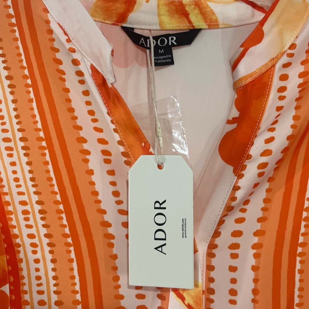 Ador Orange Floral Maxi Dress Medium NWT Boho Resort Vacation Flowy - Picture 2 of 10